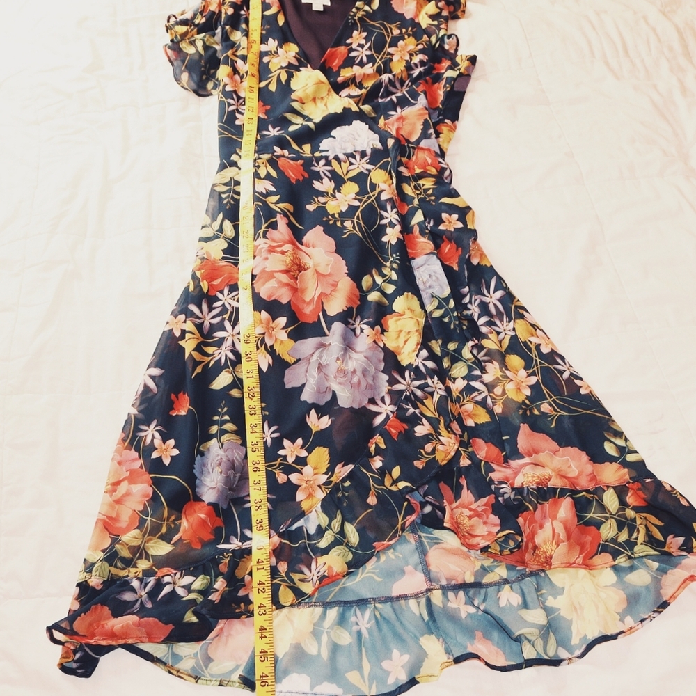 Sweet Pea New York by Stacy Frati High Low Ruffle Wrap Dress, Floral Medium - Picture 9 of 11